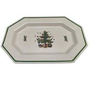 Nikko Classic Collection Christmastime Octagon Serving Platter 13 x 9 "